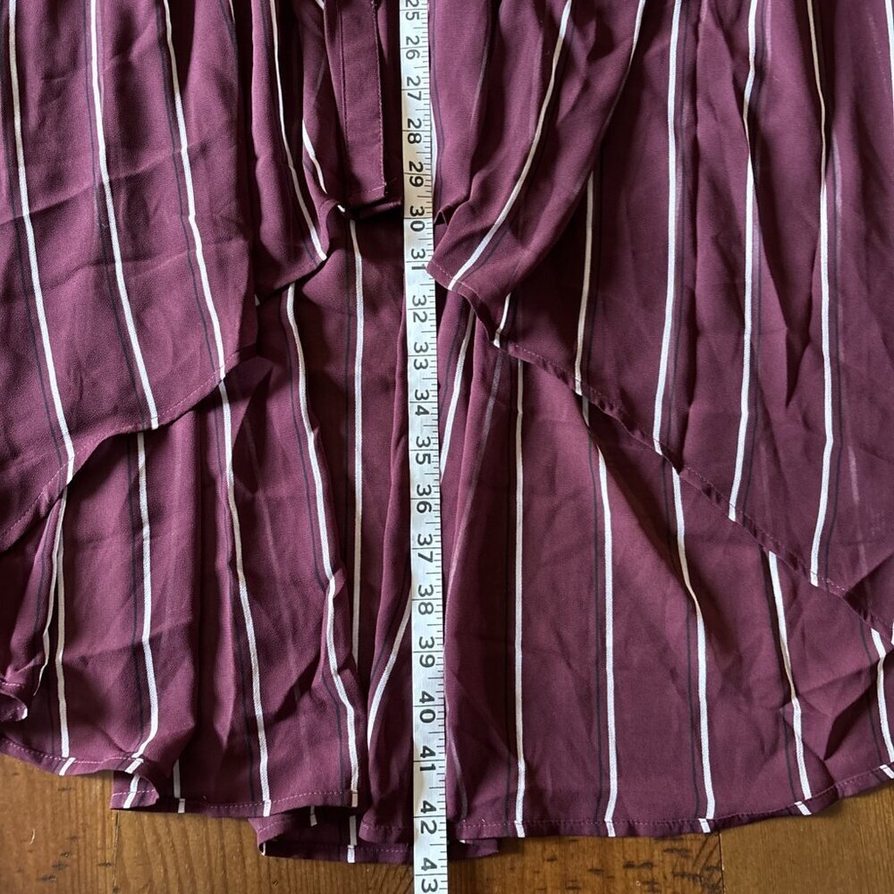 Torrid Burgundy Striped Long Blouse Sheer Size 4 Tunic - Picture 6 of 6